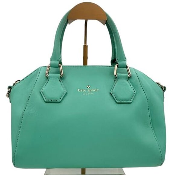 Kate Spade New York Turquoise Satchel Handbag – Crossgrain Leather, Zip Closure - Picture 1 of 10